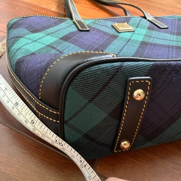 Dooney & Burke Tartan Charleston Navy & Green Plaid Tote Preppy Style - Picture 4 of 8